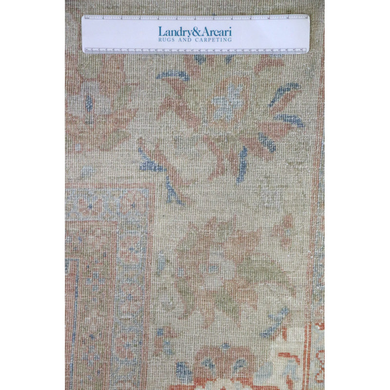 Tapis unique rose / corail / bleu clair 8 pi 11 po x 11 pi 6 po Sultanabad