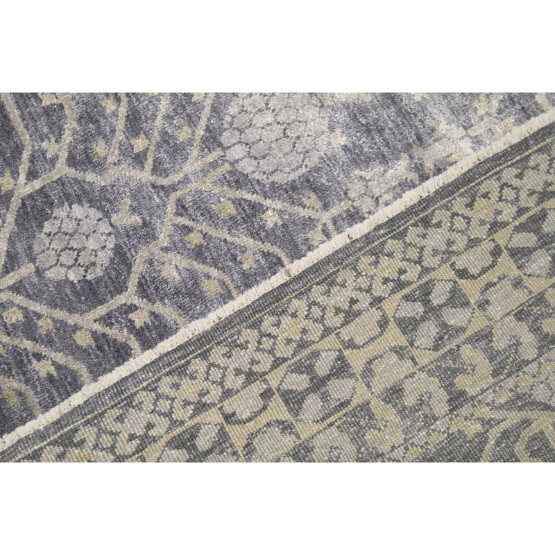 Tapis oriental gris / ivoire noué à la main Neo Villa, Rectangle 8 pi 10 po x 11 pi 10 po