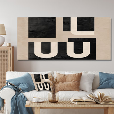 Compositions abstraites et minimalistes dans des tons naturels - art moderne sur toile de style Mid-Century, art mural moderne Mid-Century noir