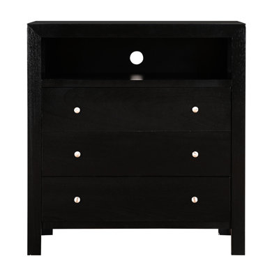G2450 Bedroom Chest In Black - Solid Wood Veneer With Inner And Side Support Real Front Bottom