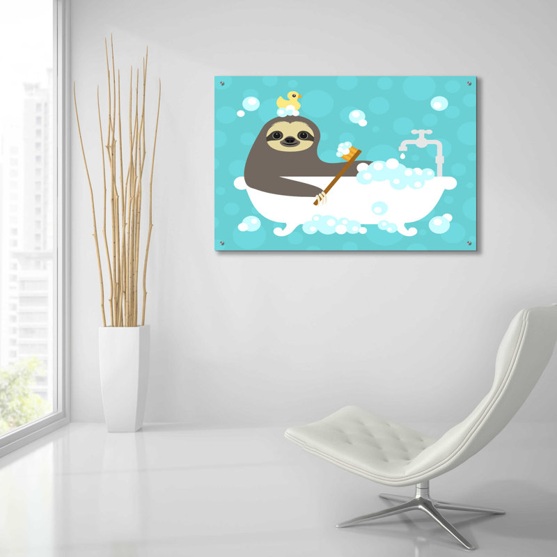 «Scrubding Sloth» par Nancy Lee, verre acrylique Wal Art, H 24 po x l 36 po x P 0,2 po