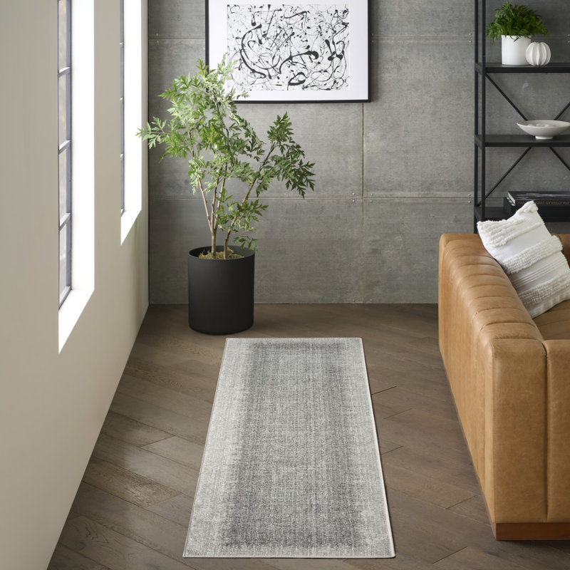 DKNY Grand Street Light Grey Modern Indoor Rug, Runner 2'2" x 10'