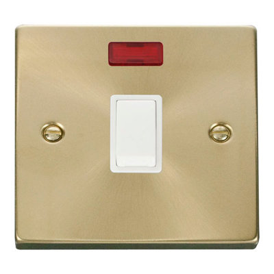 Satin Brass 1 Gang 20A DP Switch With Neon