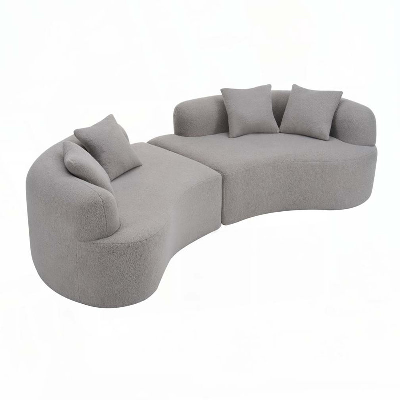 Boneless Curved Compression Sectional Sofa, Gray