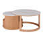 Table basse gigogne ronde 28,5 "avec plateau en marbre à 2 niveaux et 1 tiroir naturel