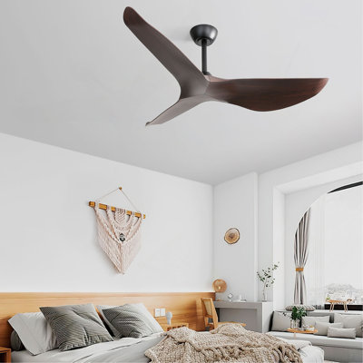 Ventilateur de plafond d'intérieur moderne de 52 pouces sans lumière avec moteur à courant continu réversible à 3 vitesses et 3 pales ABS pour la maison