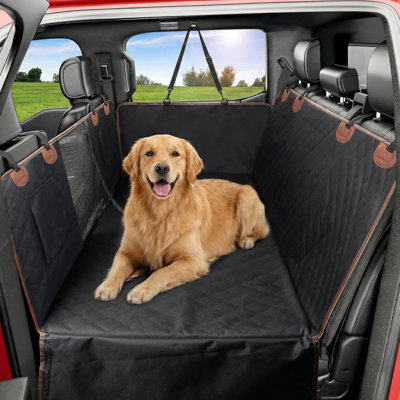 Housse pour siège d'auto pour chien pour siège arrière avec fond rigide, rallonge de siège arrière pour chien, hamac pour chien imperméable pour voiture SUV, protecteur de siège arrière avec fenêtre en filet et poches de rangement