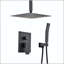 Système de douche de pluie au plafond 16 pouces avec douchette, noir mat-125774595