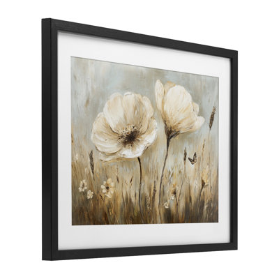 «White Wildflowers», prairie brune encadrée sous verre, conception de Petal Prints Design