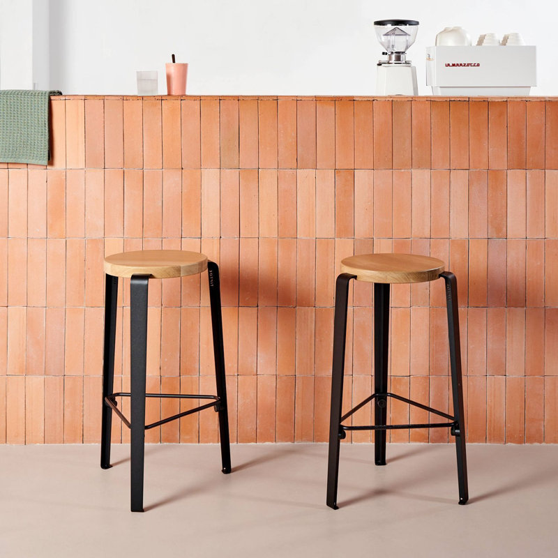 Lou Triangle Bar Stool, Graphite Black