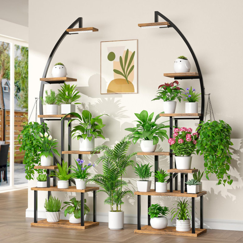 Support pour plante Renetia, Noir / brun rustique