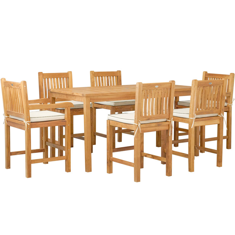Rectangular 6 - Person 55" Long Teak Bar Height Dining Set with Cushions