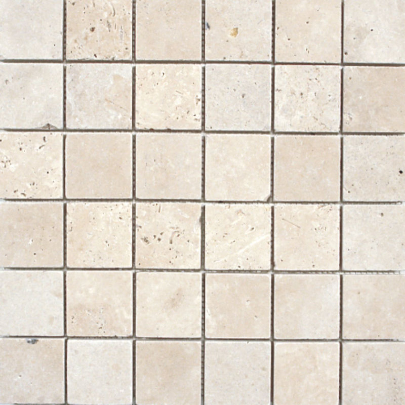 2" x 2" Natural Stone Grid Mosaic Wall & Floor Tile, Ivory