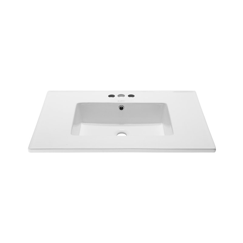Lavabo de meuble-lavabo supérieur avec trou pour robinet de 31 po Voltaire, 4" Centres