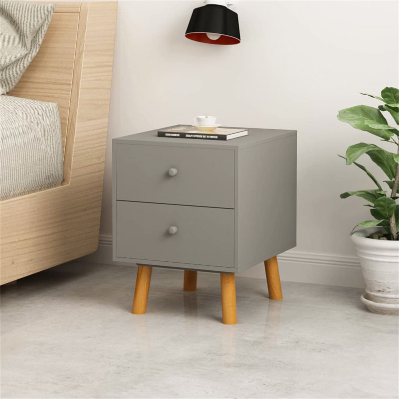Seth 40cm W Solid + Manufactured Wood Bedside Table, Grey