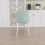 Un ensemble de 4 chaises de salle à manger, de chaises de cuisine modernes, de chaises rembourrées en lin et de chaises robustes décorées de pieds en métal blanc. Chaise de salle à manger en tissu (vert clair)-2145737998