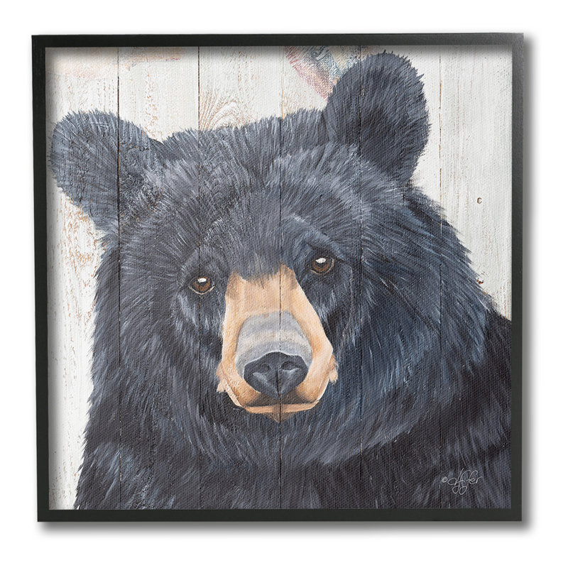 «Rustic Bear», estampe numérique par Diane Fifer, H 17 po x l 17 po, Giclée encadrée noir minuit