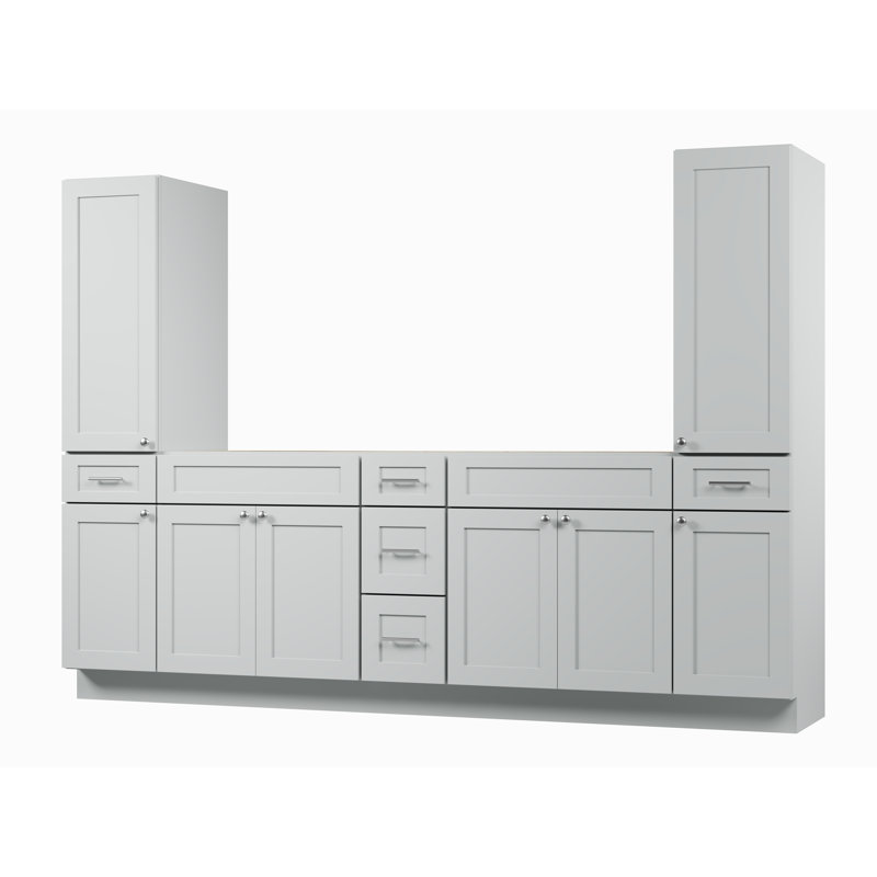 Ensemble de meuble-lavabo double 102 po avec armoire en lin Disar, Gris