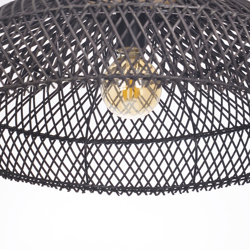 1-Light Pendant Light Black, 7.48" H x 15.74" W x 15.74" D