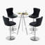 Ensemble de hauteur de bar, table de salle à manger ronde en verre trempé et chaises de salle à manger réglables en velours.-1230673945-1230673946
