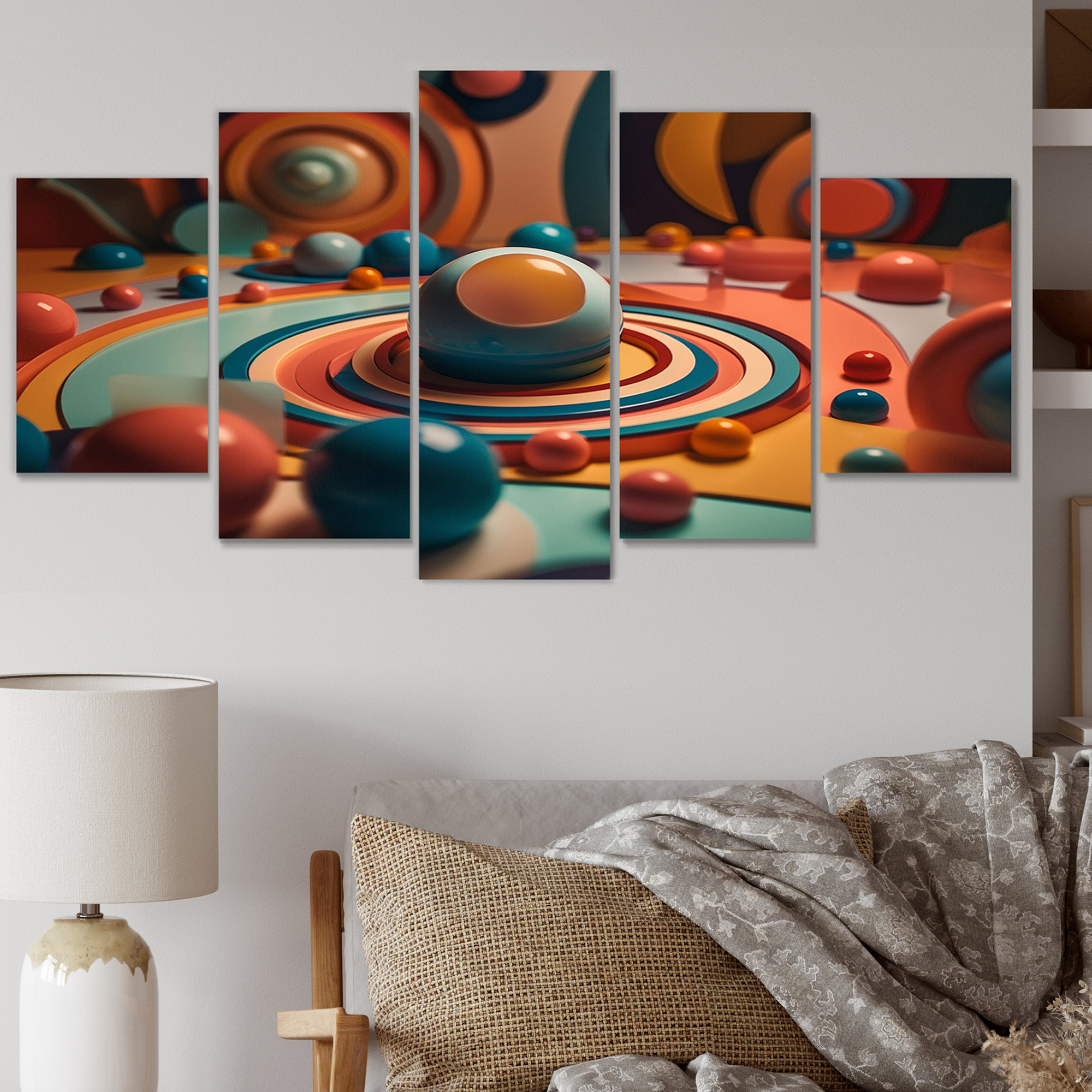 Design Art Abstract Shere In Retrofuturistic Pink And Blue - Abstract ...