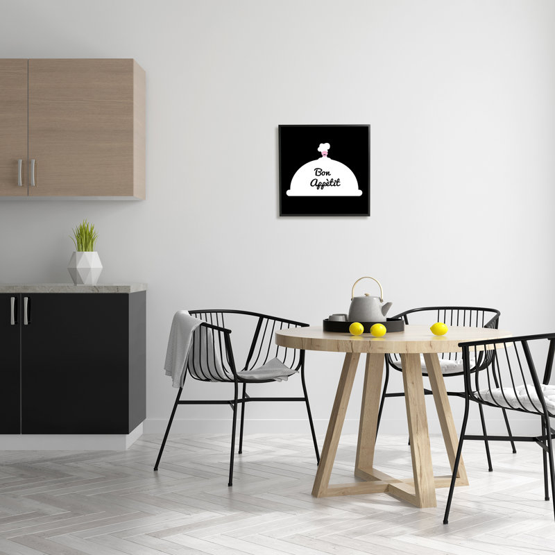«Bon Appetit», phrase, moustache, chef, conception moderne, ferme surdimensionnée rustique sur toile encadrée, art texturé par Atelier Posters
