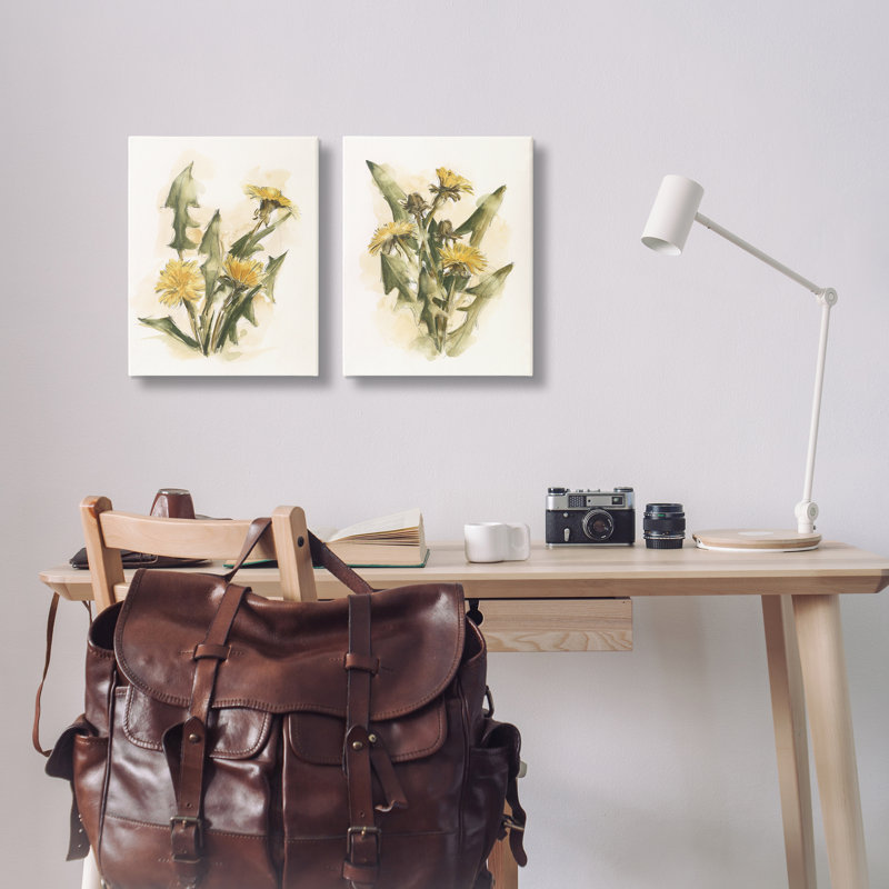 «Dandelion Watercolor Sketch», ensemble de 2 reproductions d'art sur toile par Ethan Harper, H 20 po x l 16 po