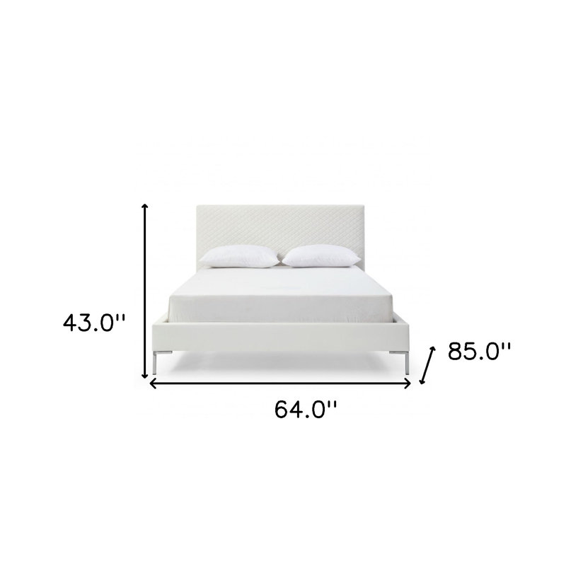 Structure de lit en similicuir Anghelache, Grand, Blanc