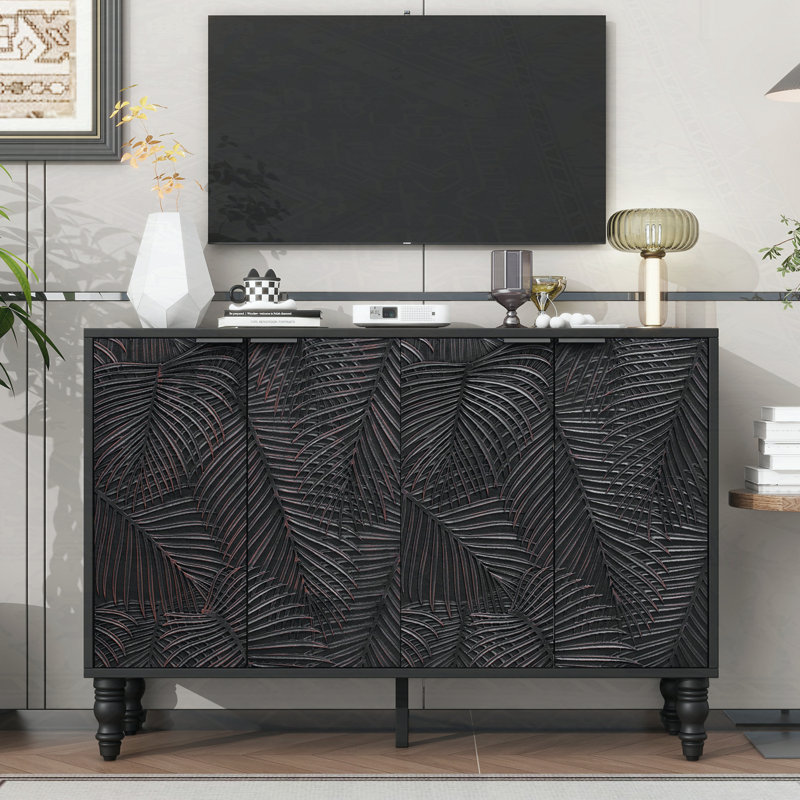 Meuble audio-vidéo avec 2 espaces de rangement spacieux, Noir, noir, noir, noir