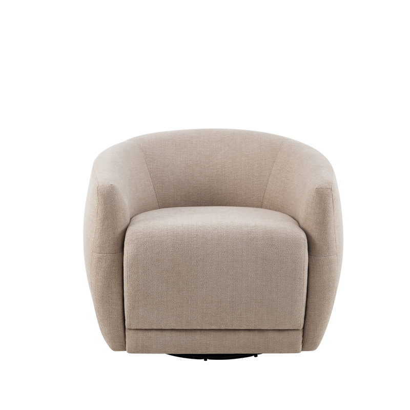 Fauteuil pivotant à 360 degrés pour la chambre à coucher, revêtement en tissu gris, structure en métal, rembourrage en mousse, siège facile à assembler, siège confortable, tissu, structure, coussin, procédé