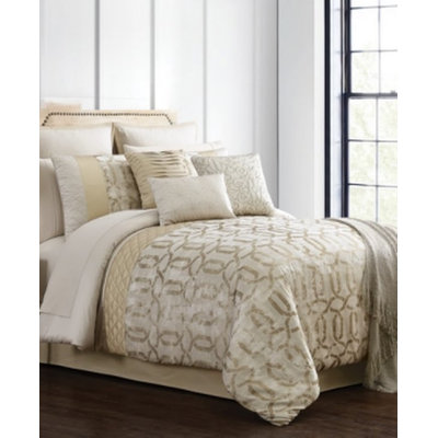 Ensemble d'édredon en microfibre dorée 14 pièces Desiderius