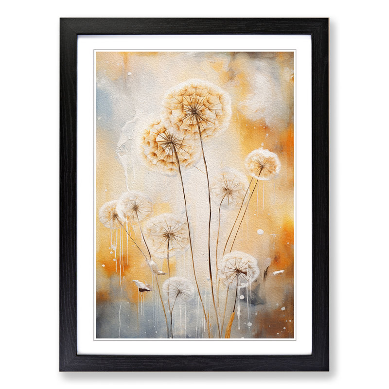 Dandelion Contemporary - Single Picture Frame Print on Wood, 46" H x 34" W x 2" D, Black