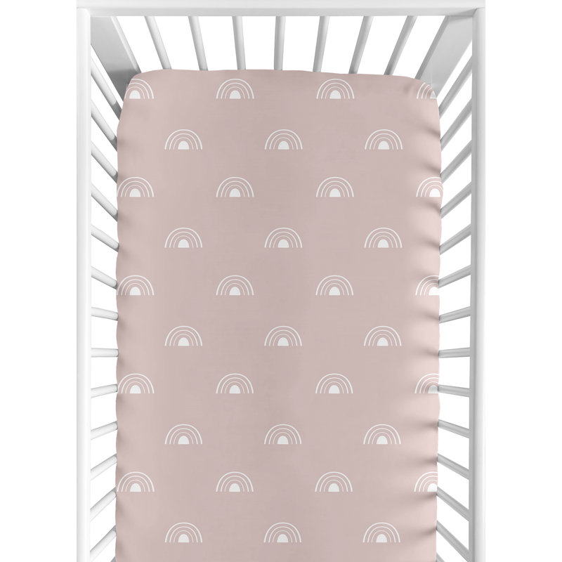 Drap-housse pour lit de bébé Boho Rainbow, Mauve / rose / blanc