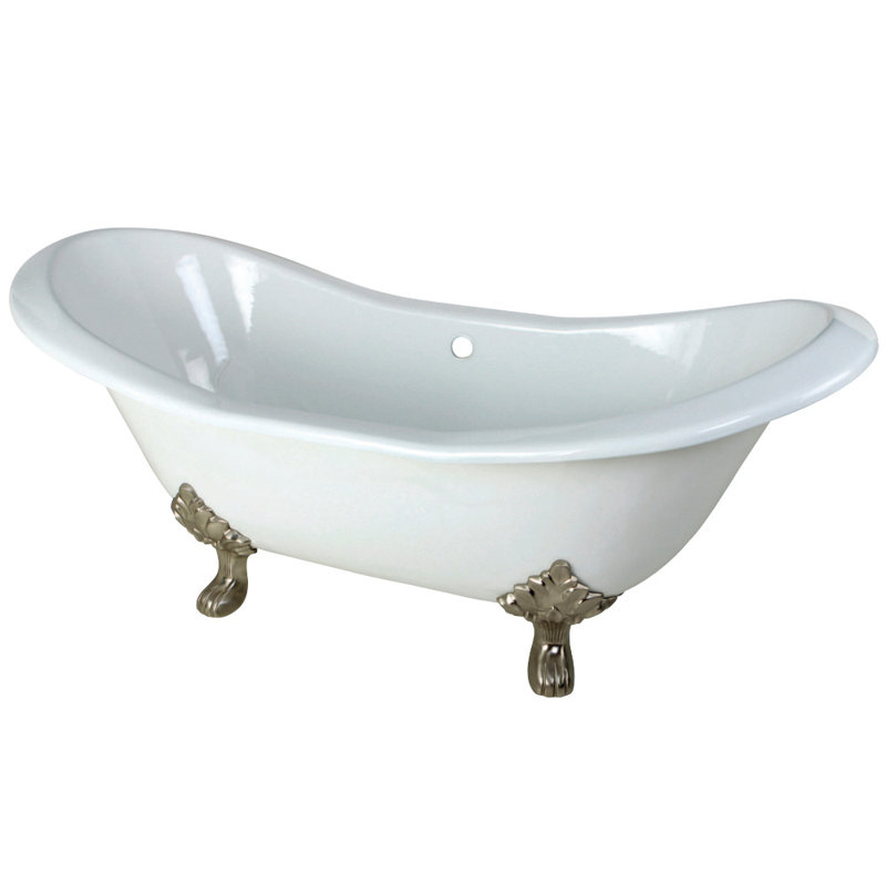 Baignoire sur pattes ovale en fonte à double pattes 72 pouces Kingston Eden Aqua Eden, Nickel brossé