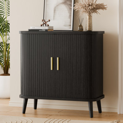 31.5'' Modern Sideboard Buffet Cabinet With Sliding Tambour Doors, Adjustable Shelves And Storage For Office, Bedroom Storage Cabinet, Hallway Storage Cabinet, Console Storage Cabinet