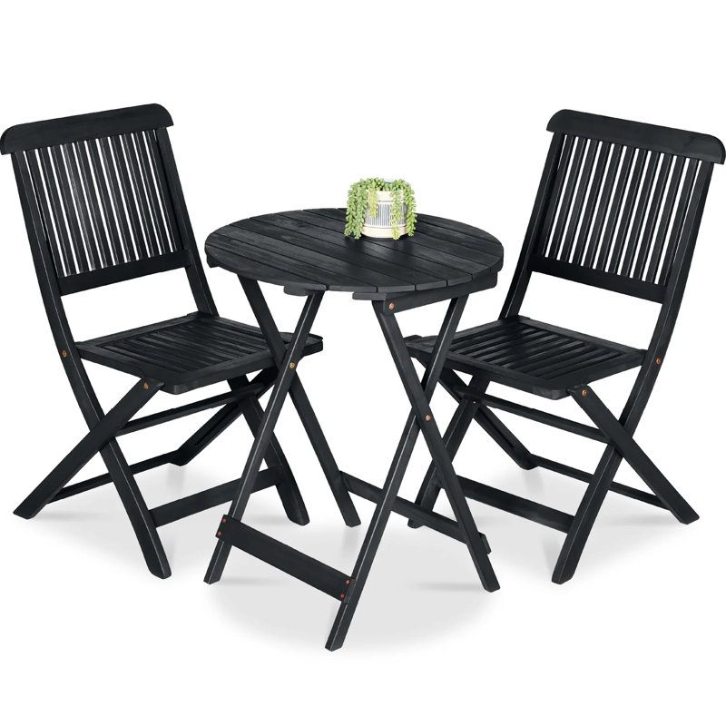 Ensemble bistro en bois, Gris anthracite