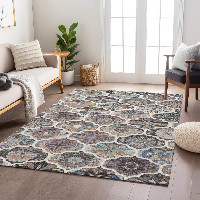 Machine Washable Indoor/Outdoor Millner ACN2257 Panels Rug, Rectangle 9' x 12'