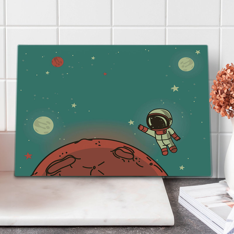Planche à découper Ambesonne grande taille Doodle Cosmonaute Corail Turquoise Ivoire