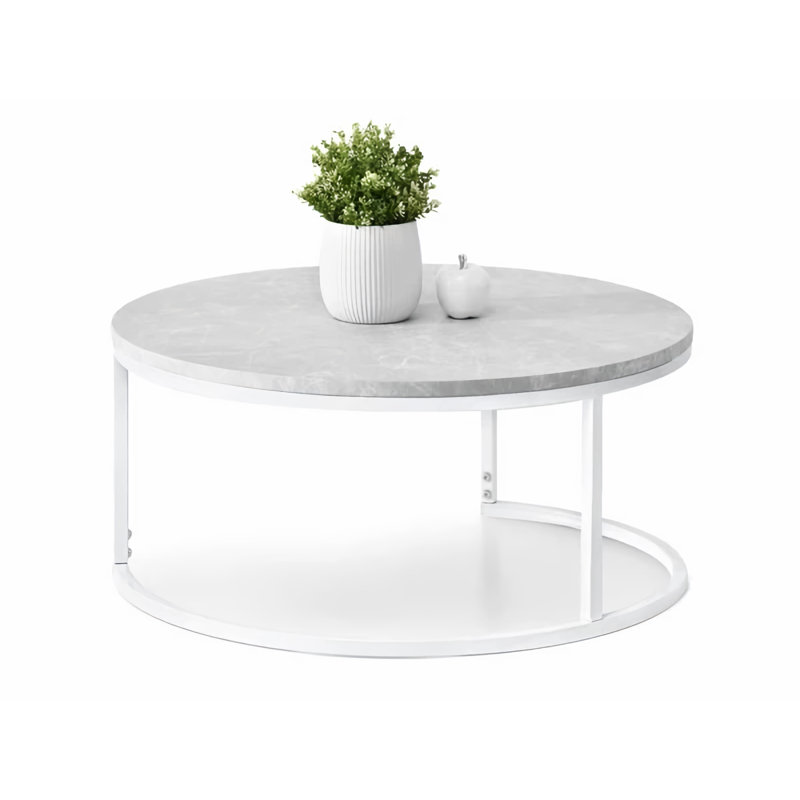 Centeno Frame Coffee Table, 36cm H x 80cm W x 80cm D, Gray Marble, White