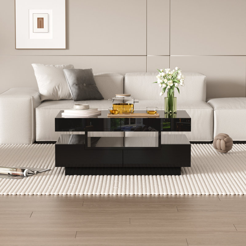 Coffee Table with Storage, Black