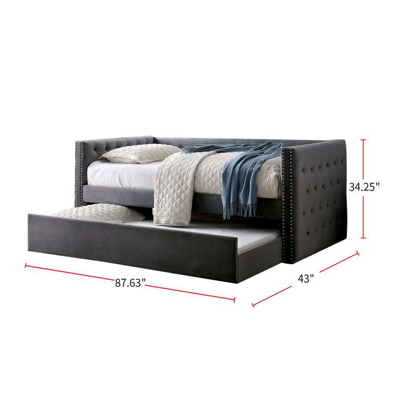 Upholstered Daybed with Trundle Bed