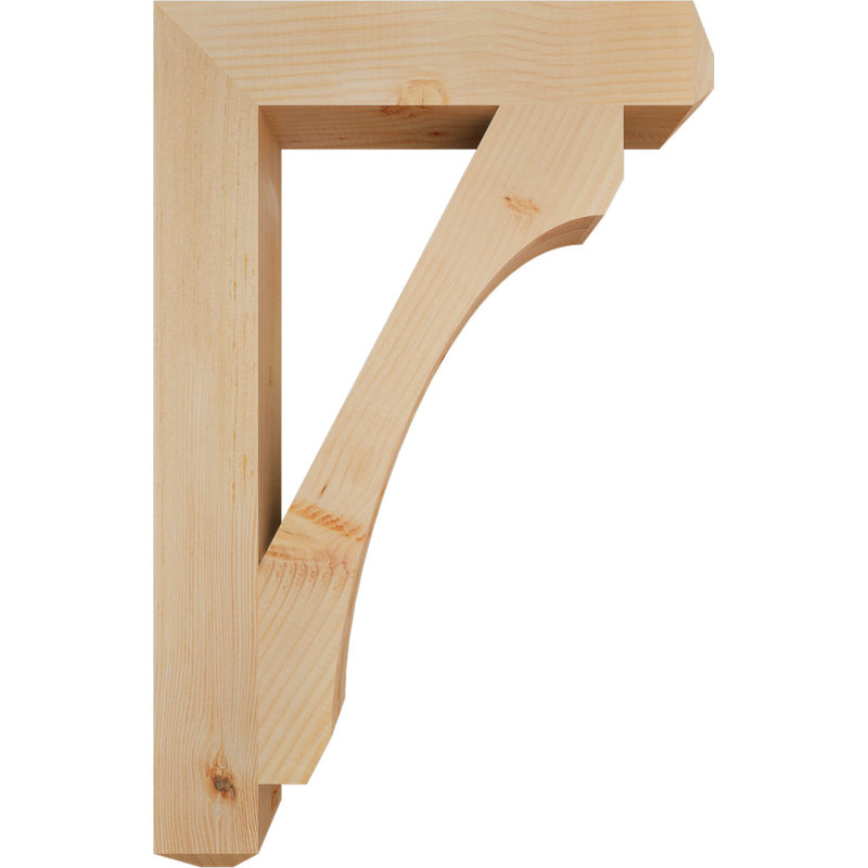 H Support en bois / corbeau, H 34 po x l 3,5 po x P 22 po, Douglas (lisse)