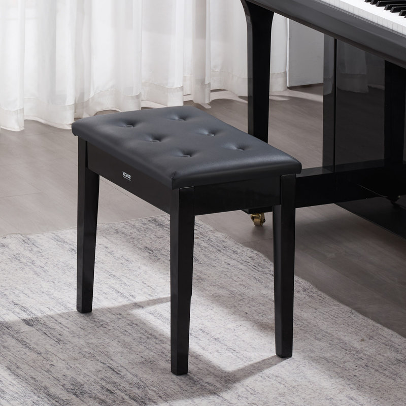 Duet Piano Keyboard Bench Storage Padded Chair Wooden Vanity Bookcase Stool, 19" H x 22" W x 13.78" D