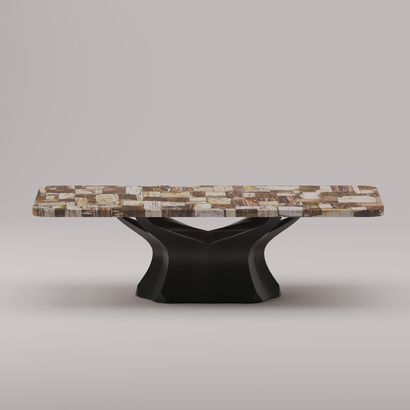 Arboresce Petrified Wood Coffee Table, Brown Petrified Wood Retro