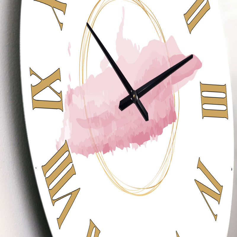 Cercle zen avec nuage rose - horloge murale moderne, Petit