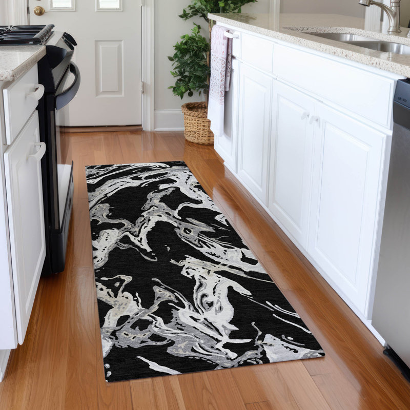 Premium Machine Washable Corum AMF1035 Abstract Rug, Runner 2'3" x 7'6"