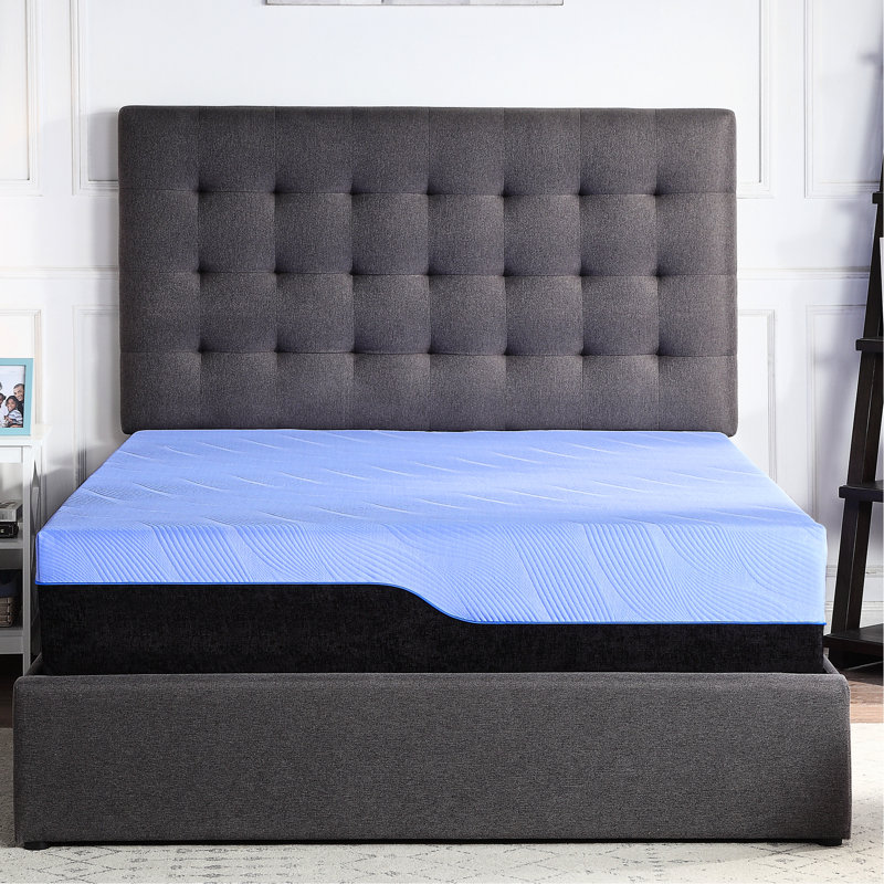 Matelas pour lit simple 12 po - Mousse de latex et ressorts, couverture de glace bleue, sommeil apaisant, sommeil profond