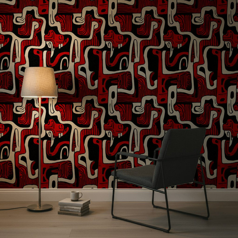 Papier peint abstrait géométrique, décoration murale moderne