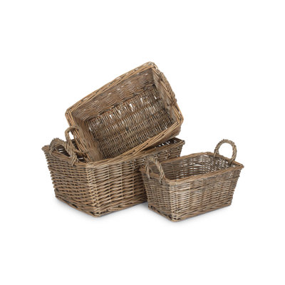 Wicker 3 Piece Storage Basket Set