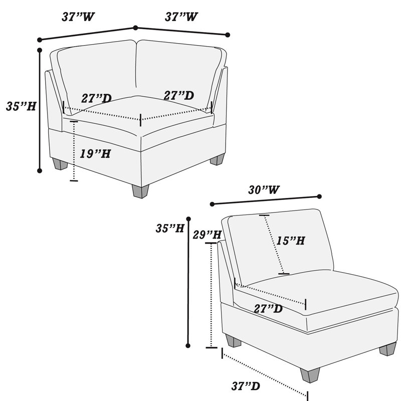 Modulaire - Chaises en tissu de chenille gris 2 pièces pour salon avec assise ferme coussinée